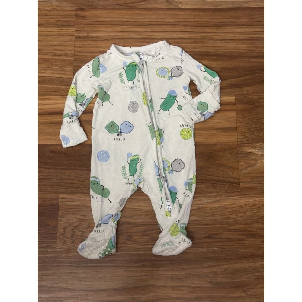 Angel Dear Boys Newborn Pickle Pickleball Footed Sleeper Pajamas Bamboo VGC